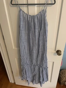 Sundays NYC Blue Stripe Maxi Dress With Ruffle Hem Size Medium - Picture 1 of 2