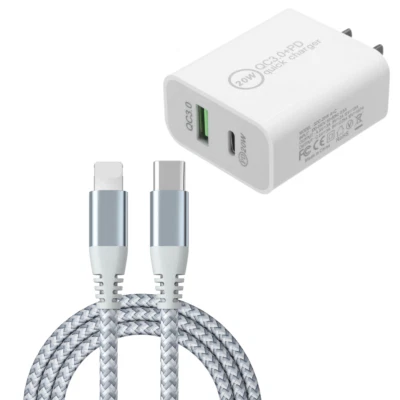 20W Fast Wall Adapter Type C Charging Charger Cable For iPhone 14 13 12 11 XR SE - Image 1 of 4