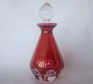 Signierter Cranberry Parfum Flakon rot geschliffenes Glas Flakon mit Glasstopfen - Bild 1 von 7