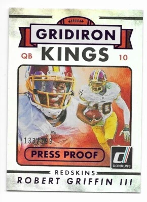 2015 Panini Donruss Press Proofs Purple Robert Griffin III Parallel 133/199 #286 - Image 1 of 2