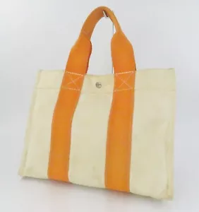 Echte HERMES Fourre Tout Bora Bora Canvas-Einkaufstasche cremeweiß und orange... - Bild 1 von 16