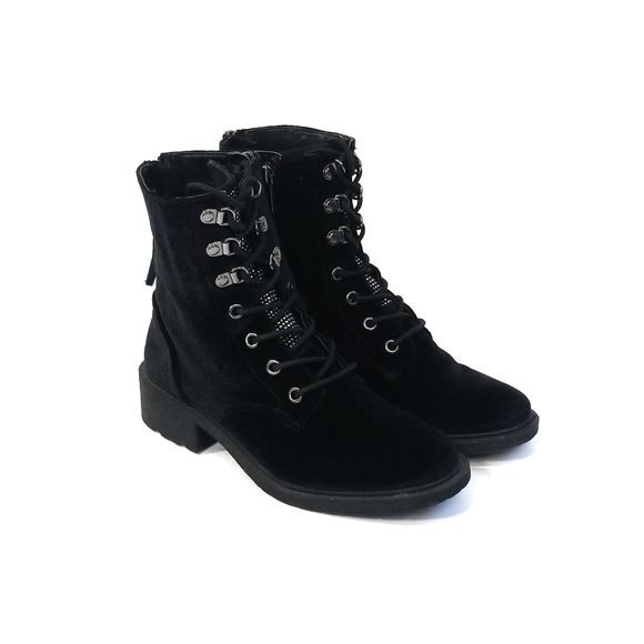 Velvet Biker Combat Boots 