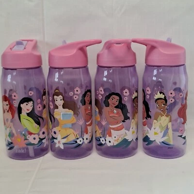 Nuevo DISNEY Lote 4 TAZAS PRINCESAS Niños Tapa Viaje Pajita Botella Agua Bebida Foto 1 de 4