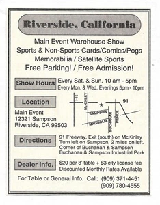 Riverside California CA Main Event Warehouse Show Sports Cards Print Ad 1994 - Picture 1 of 2