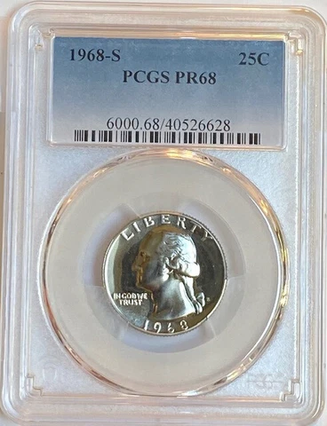 1968 S Washington Quarter Dollar PCGS PR68 Proof 68 (418-2) Cover