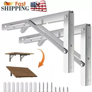 Soporte de estante pesado plegable de 2 piezas de acero inoxidable montado en la pared plegable de 8-20 pulgadas - Imagen 1 de 21