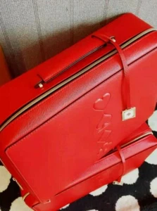 New Estee Lauder Makeup Cosmetic Bag TRAIN CASE Faux Leather RED - Picture 1 of 3