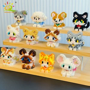 HUIQIBAO MINI Cute Pet Dog Cat Micro Building Block Model Set Kids City Cartoon - Picture 1 of 29