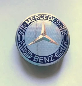 NEW OEM MERCEDES BENZ 75mm DARK BLUE WREATH WHEEL (Raised star) CENTER HUB CAP - Picture 1 of 4