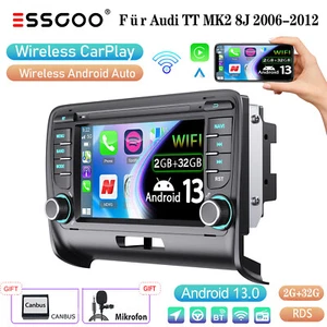 Autoradio Android 13 2+32G Apple Carplay RDS GPS Navi Für Audi TT MK2 8J 2006-12 - Bild 1 von 14