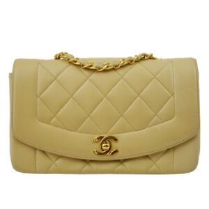 Chanel Beige Lambskin Small Diana Shoulder Bag KK00271