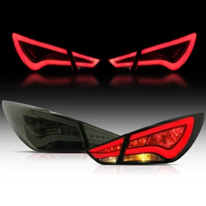 LED Tail Lights Assembly For 2011-2014 Hyundai Sonata Smoke Lens Rear Brake Lamp - Picture 1 of 9