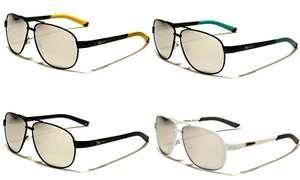 LUNETTES DE SOLEIL AVIATEUR VERRES MIROIR MONTURE NOIRE BLANC FEMME  8XL1428 - Picture 1 of 7