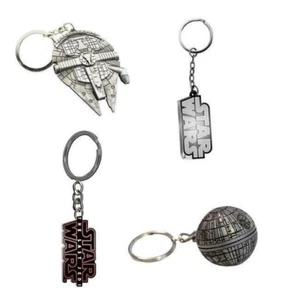 STAR WARS KEYRING COLLECTION - x4 DESIGNS LAST JEDI DEATH STAR MILLENNIUM FALCON - Foto 1 di 1