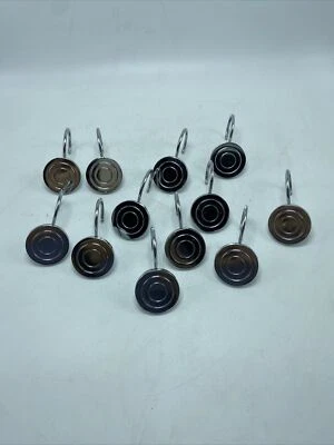 Juego de 12 ganchos de ducha cromados estilo moderno pantalla redonda Foto 1 de 4