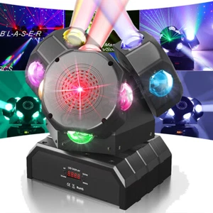 3 Köpfe drehbar bewegliches Kopflicht RGBW Laserstrahl Bühnenlicht DMX DJ Zimmer Party - Bild 1 von 14
