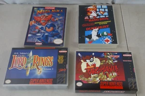 Menge 4 leere Aftermarket Ersatz Hüllen für NES & SNES Spiele Hartplastik - Bild 1 von 17