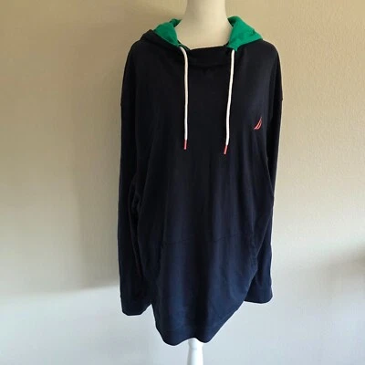Sudadera con Capucha Nautica Azul Marino Verde Pullover Algodón Mujer Talla Grande 2XL Foto 1 de 4