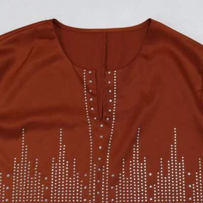 Vestido de jantar árabe Kaftan do Oriente Médio luxo com strass Abaya - Imagem 1 de 4