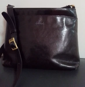 Cellini Womens Handbag Crossbody Shoulder Bag Leather Dark Brown PO-03083 - Picture 1 of 11