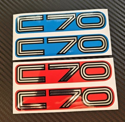 2x C70 Stickers Chrome & Black Only. For Honda Street Super Cub C70c 1982 - 1984 - Image 1 of 4