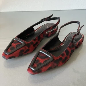 Vince Camuto Rojo Negro Leopardo Pelo de Poni Cordones Planos Punta 5M/35 NUEVO - Imagen 1 de 6