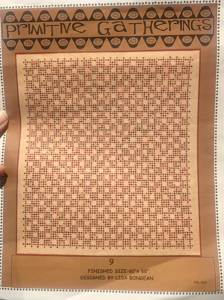 “9” By Primitive Gatherings Quilt Pattern Supply List & Instructions 2” Squares - Image 1 of 1