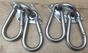 2x Augenplatte & 4x Karabiner Edelstahl Marinequalität 8 mm - Bild 1 von 15
