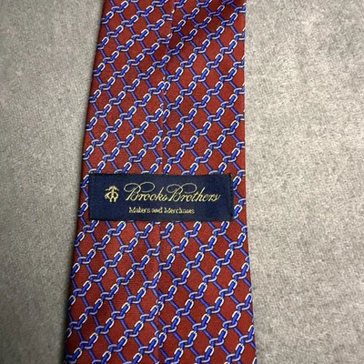 Brooks Brothers Makers Merchants Corbata de Seda Cadena Eslabón Cuerda Estampado Rojo 58.5” x 3.25 Foto 1 de 4