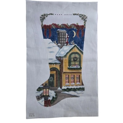 Melissa Shirley Christmas Stocking Needlepoint Canvas Yellow House 223B Rare - Image 1 of 4
