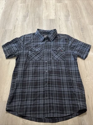 Camisa xadrez mulisha vintage Y2K metal manga curta GG botão para baixo - Imagem 1 de 4