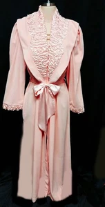 NEW MADE IN ITALY 1980"s VELOUR WRAP ROBE: CREAMSICLE SATIN LAPELS - EXTRA LARGE - Picture 1 of 8