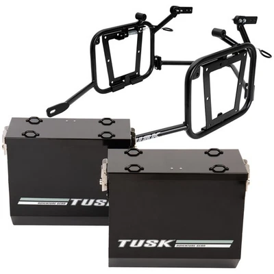 Tusk Aluminum Panniers with Pannier Racks V2 Large Black For Kawasaki KLR650 Foto 1 de 4