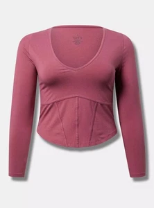 Camiseta Torrid Top 00X 0X 1X 2X 3X Granate Foxy Inspirada en Corsé Corto Manga Larga Plus - Imagen 1 de 3