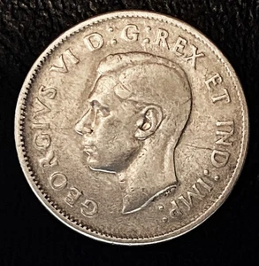 Canadá 1945 Caribú canadiense cuarto 25 centavos Jorge VI 80 % plata 1 - Imagen 1 de 2