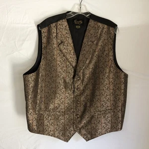 Scully Paisley Vest Mens XL Brown Western Formal Brocade Vintage Style Waistcoat - Picture 1 of 14