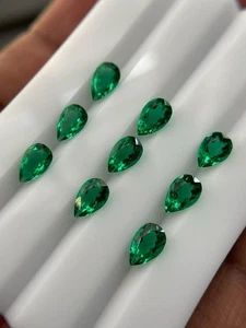 Lote de piedras preciosas sueltas esmeralda verde colombiana natural 9x7 mm (9 piezas) CERTIFICADO GIE - Imagen 1 de 6