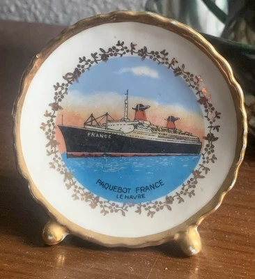 soliflore vintage 1960's en porcelaine souvenir du paquebot France LE HAVRE - Photo 1/4