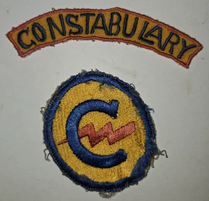 US Army WW2 Military Constabulary Patch Shoulder Tab Red Border Early Occupation - Picture 1 of 11