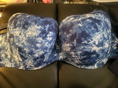 Cacique Lane Bryant Women's Bra Blue and White 44J Underwire - Image 1 of 4
