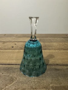 TEALBLAUE Vintage Glas Speiseglocke - Daumenabdruck Muster - Top Zustand! - Bild 1 von 12