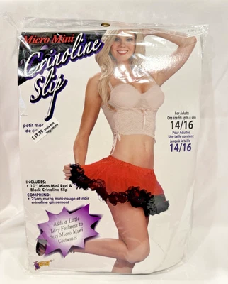Forum Novelties Micro Mini Crinoline Slip Red Black  Adult Fits up to size 14/16 - Image 1 of 2
