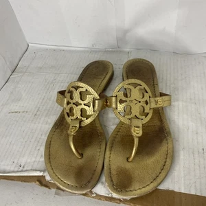 Tory Burch Tumbled Miller Size 9.5 M Sandals Gold 10” Long As Pictured - Picture 1 of 15