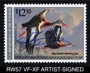 RW57 VF-XF MNH ARTIST-SIGNED JAMES HAUTMAN 1990 Federal Duck Stamp Waterfowl - Picture 1 of 3