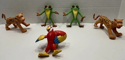 Rainforest Cafe Animal Figures Lot of 5: Maya Cheetahs Rio Parrot Cha Cha Frogs - Image 1 of 4