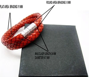 Cierres magnéticos de plata esterlina 925 con pulsera de cuero italiano trenzado unisex. - Imagen 1 de 13