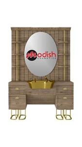 Modish LuxeGold Barber Unit with Oval Mirror - Picture 1 of 3
