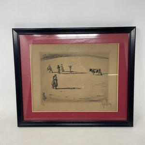 Escena de toro firmada grabado por Frederick Halpern - Imagen 1 de 7