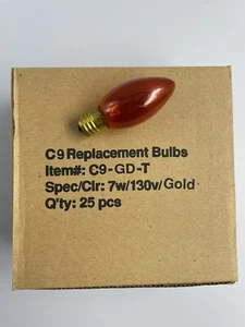 25 Pack - C9 - 7W - Gold Incandescent Lamp Bulb - Picture 1 of 2