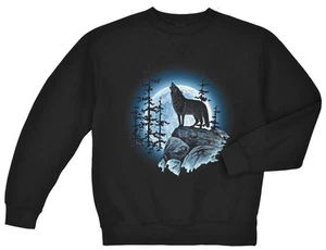 Wolf Moon sweatshirt sweater crewneck Men's lone wolf howling at the moon design - Picture 1 of 1